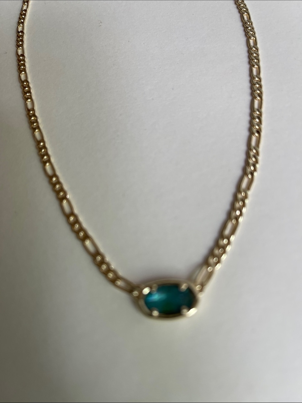Kendra Scott Gold Necklace with Teal Oval Stone